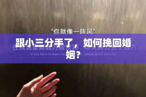 跟小三分手了，如何挽回婚姻？