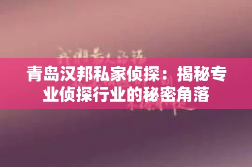 青岛汉邦私家侦探：揭秘专业侦探行业的秘密角落