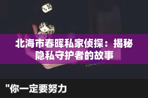 北海市春晖私家侦探：揭秘隐私守护者的故事